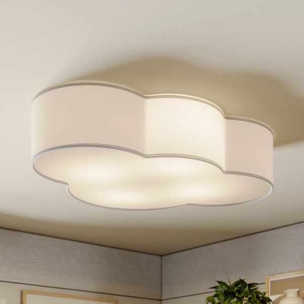 TK Lighting Plafonieră Cloud, alb, textil, lungime 62 cm, E27, 4 becuri., reglabil, Alb, Camera de zi / sufragerie, Țesătură / Textil, Viața tânără