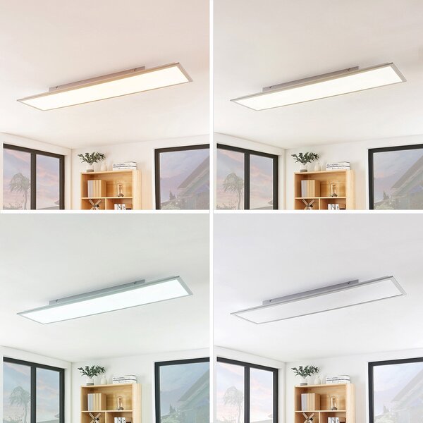 Lindby Panou LED Stenley, CCT, 120 cm x 30 cm, dimabil, reglabil, Alb, Bucătărie, Plastic, Modern
