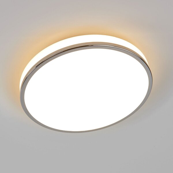 Lindby plafonieră LED Lyss, Ø 34 cm, cromat, IP44, Alb, Baie, Sticlă, Modern