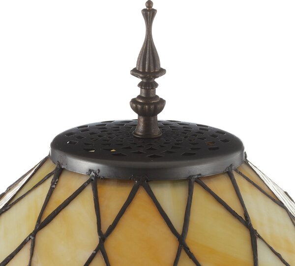 Clayre&Eef Lampă de podea decorativă Diamond, abajur Tiffany, Bej, Camera de zi / sufragerie, Sticlă, Tiffany