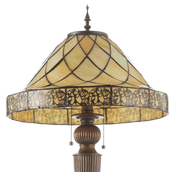 Clayre&Eef Lampă de podea decorativă Diamond, abajur Tiffany, Bej, Camera de zi / sufragerie, Sticlă, Tiffany