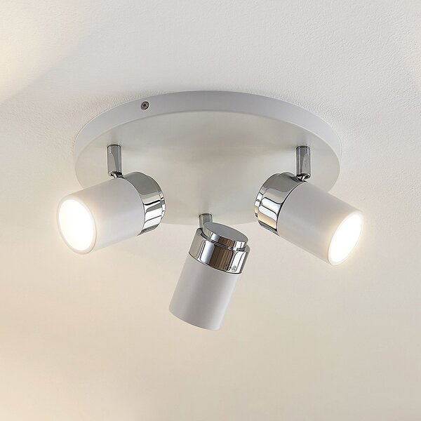 Lindby Spot Kardo, roundel, 3 becuri, alb, metal, IP44, reglabil, Alb, Camera de zi / sufragerie, Metal, Modern