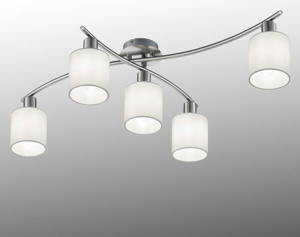 Trio Lighting Plafonieră Garda abajururi din material alb, reglabil, Metalic, Camera de zi / sufragerie, Țesătură / Textil, Modern