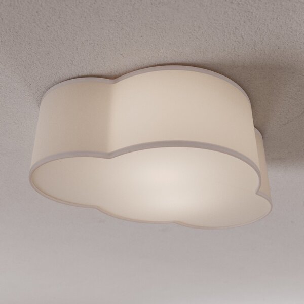 TK Lighting Plachetă plafonieră Cloud din material textil, lungime 41 cm, gri, reglabil, Gri, Camera de zi / sufragerie, Țesătură / Textil, Viața tânără