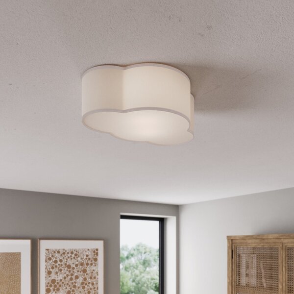 TK Lighting Plachetă plafonieră Cloud din material textil, lungime 41 cm, gri, reglabil, Gri, Camera de zi / sufragerie, Țesătură / Textil, Viața tânără