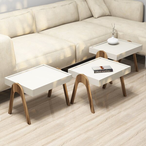 Set 3buc. măsuțe cafea Roam (nuc + crem). 1071850