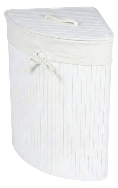 Coș de rufe colțar ARCO, bambus, 60 l, alb