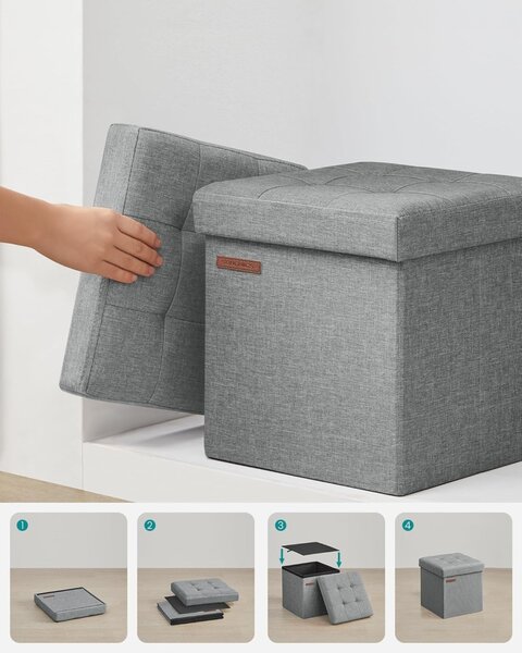 Cufar depozitare Ottoman Gri Songmics 30x30x30 cm