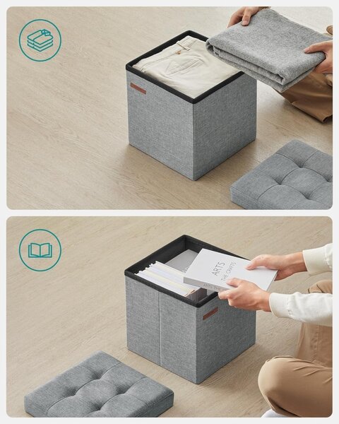 Cufar depozitare Ottoman Gri Songmics 30x30x30 cm
