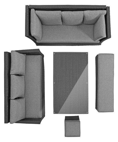 Set mobilier de grădină pentru familie Avenberg CORSICA negru/gri