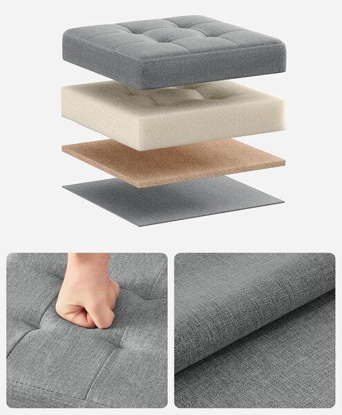 Cufar depozitare Ottoman Gri Songmics 30x30x30 cm