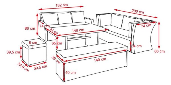 Set mobilier de grădină Avenberg CORSICA, maro/gri