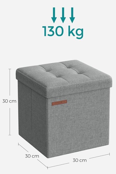 Cufar depozitare Ottoman Gri Songmics 30x30x30 cm