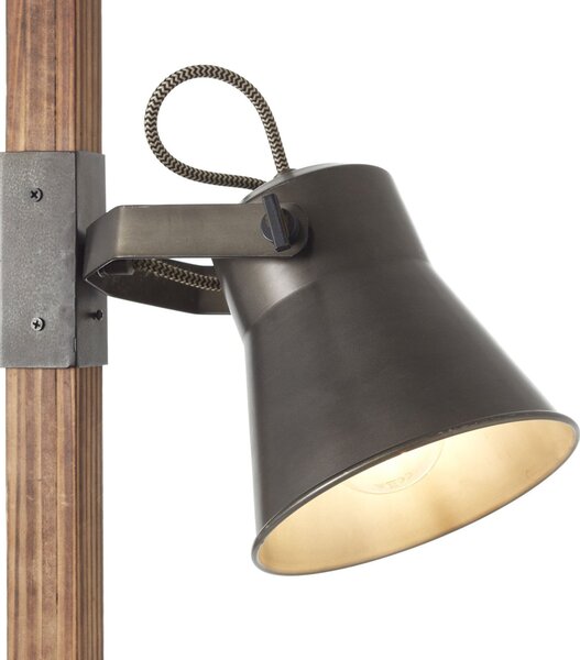 Brilliant Plug 2 lampadar spoturi, negru/lemn închis, Lemn, Camera de zi / sufragerie, Lemn, Design industrial