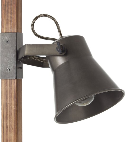 Brilliant Plug 2 lampadar spoturi, negru/lemn închis, Lemn, Camera de zi / sufragerie, Lemn, Design industrial