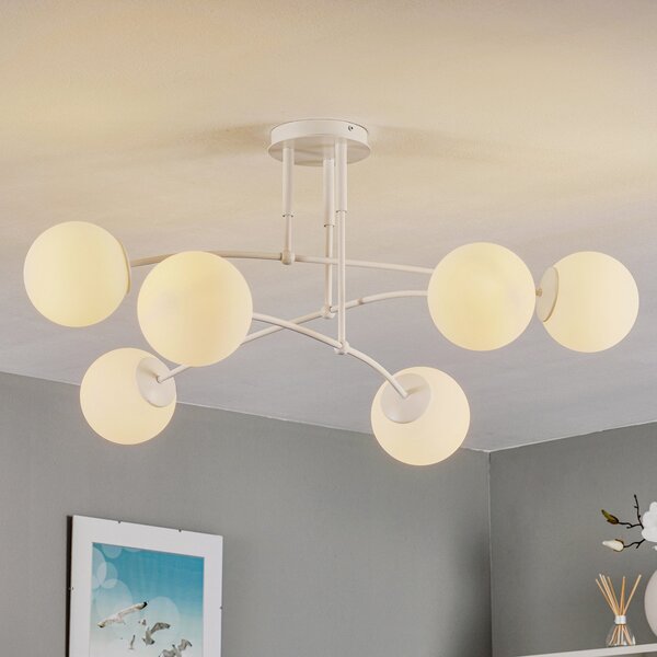 EMIBIG LIGHTING Plafonieră Pregos 6, cu 6 becuri, alb, reglabil, Alb, Hol, Metal, Modern