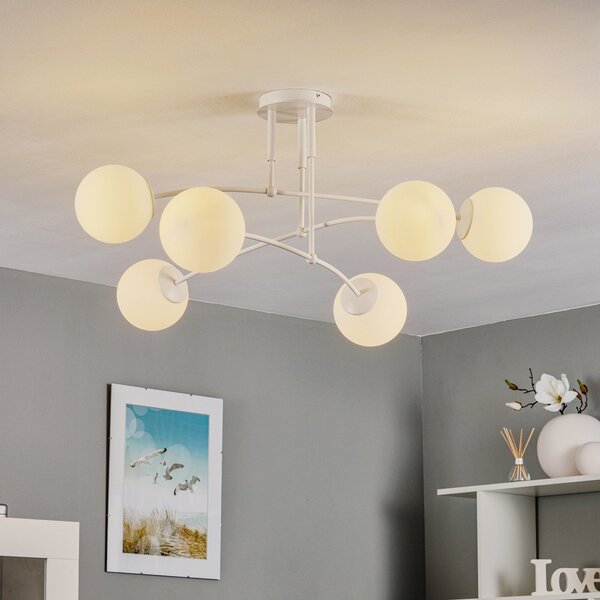 EMIBIG LIGHTING Plafonieră Pregos 6, cu 6 becuri, alb, reglabil, Alb, Hol, Metal, Modern