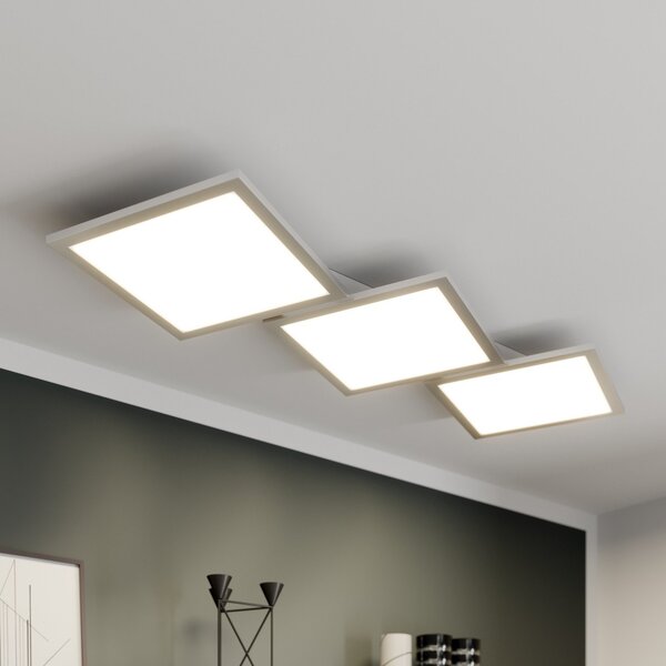 Lucande plafonieră LED Ilira, 3 becuri, argintiu, CCT, dimabil, reglabil, Metalic, Bucătărie, Aluminiu, Modern