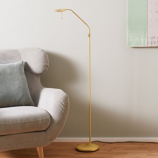 Steinhauer Lampă de podea LED Zenit culoare alamă, cu dimmer, reglabil, Auriu / Alamă, Camera de zi / sufragerie, Metal, Modern