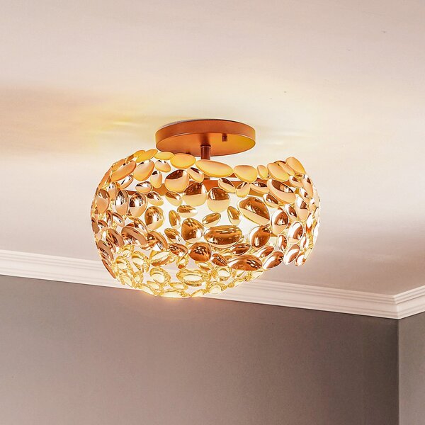 Schuller Valencia Plafonieră cu LED Narisa, Ø 46 cm, aur roz, Camera de zi / sufragerie, Metal, Modern