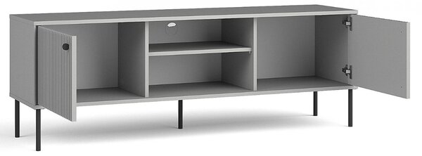 Comodă TV cu 2 uși și 2 rafturi deschise Iris, gri/negru (156 cm)