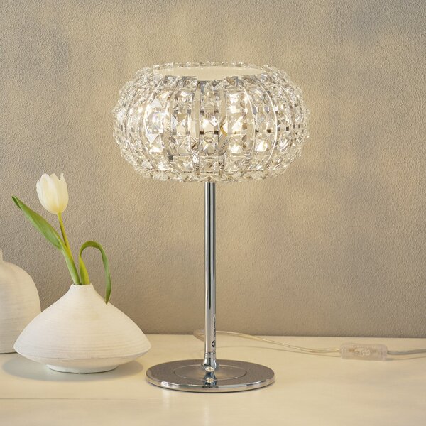 Schuller Valencia Lampă de masă DIAMOND cu cristale 24 cm, Transparent, Camera de zi / sufragerie, Cristal