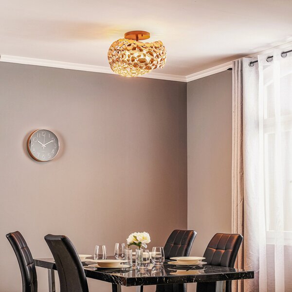 Schuller Valencia Plafonieră cu LED Narisa, Ø 46 cm, aur roz, Camera de zi / sufragerie, Metal, Modern