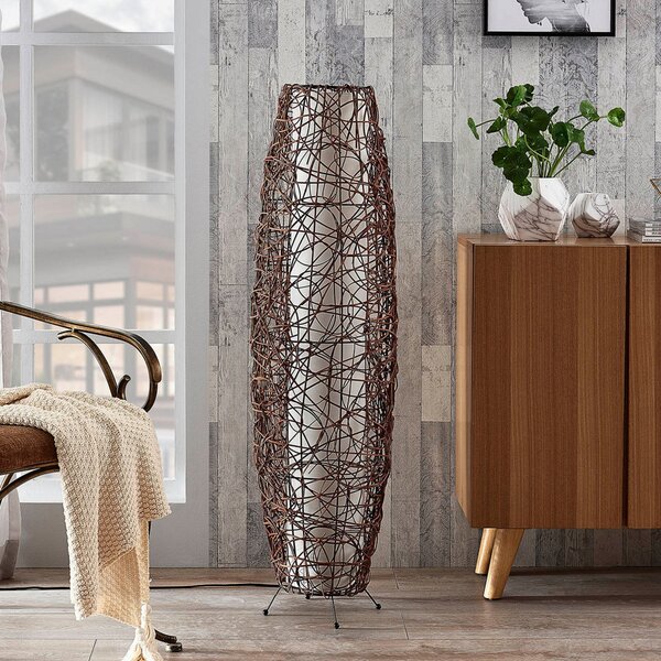 Lampadar Lindby, Nias, Maro / Rugină, Camera de zi, Lemn, Boho