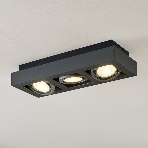 Arcchio spot de plafon Ronka, 50 cm, 3 becuri, gri, GU10, reglabil, Gri, Camera de zi / sufragerie, Metal, Modern