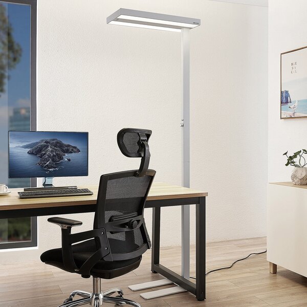Arcchio Lampadar LED Logan Pro, alb, senzor, dimabil, reglabil, Alb, Studiu / Birou, Aluminiu, Modern