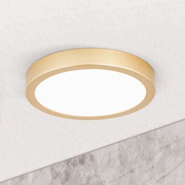 ORION Plafonieră LED Vika, rotundă, auriu mat, Ø 18cm, Auriu / Alamă, Camera de zi / sufragerie, Metal, Modern