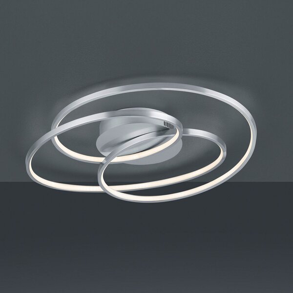 Trio Lighting Plafonieră LED Gale, 60 cm, nichel mat, reglabil, Gri, Camera de zi / sufragerie, Metal, Modern