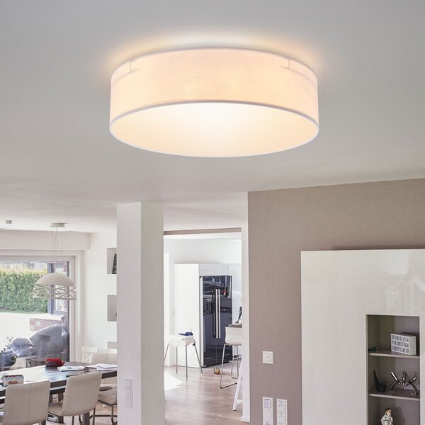 Smartwares Plafonieră Ceiling Dream, Ø 40 cm, textil, alb, reglabil, Alb, Camera de zi / sufragerie, Țesătură / Textil, Modern