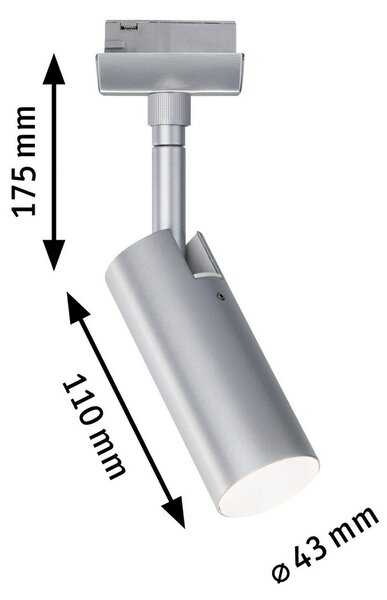 Paulmann URail Tubo spot LED 3000K crom mat, Gri, Camera de zi / sufragerie, Metal