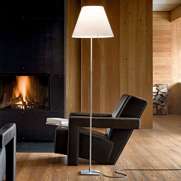 Luceplan Costanza lampadar D13tif, aluminiu/alb, Alb, Camera de zi / sufragerie, Metal, Design