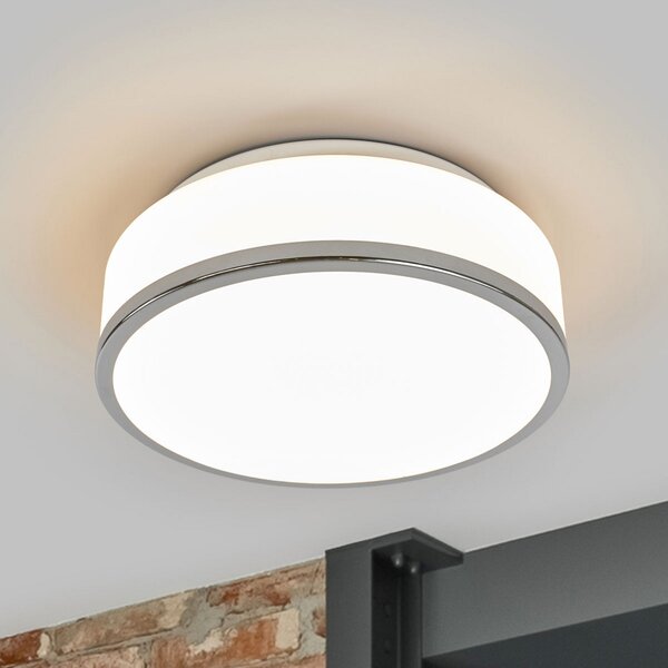 Searchlight Plafonieră la nivel IP44, Ø 28cm, crom, reglabil, Alb, Baie, Sticlă, Modern