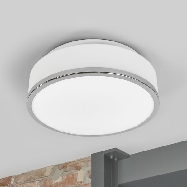 Searchlight Plafonieră la nivel IP44, Ø 28cm, crom, reglabil, Alb, Baie, Sticlă, Modern