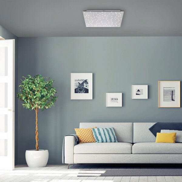 JUST LIGHT. GmbH Sparkle plafonieră LED CCT dim oțel 45x45cm, reglabil, Metalic, dormitor, Metal, Modern
