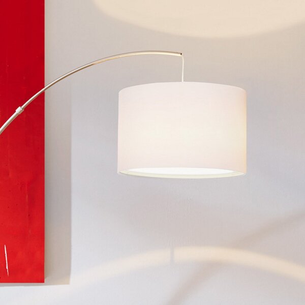 Brilliant Lampadar Clarie, alb, culoarea fierului, 180 cm, țesătură/metal, Alb, Camera de zi / sufragerie, Metal, Modern