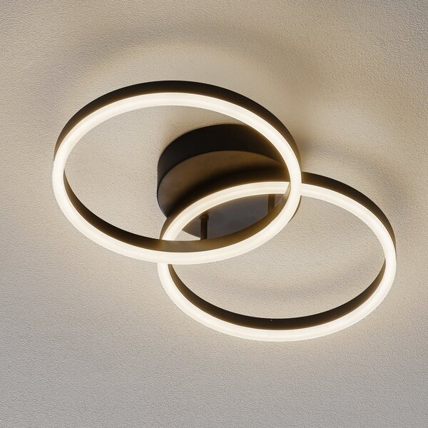Fabas Luce Plafonieră LED Giotto, 2 becuri, negru, reglabil, Negru, Camera de zi / sufragerie, Metal, Modern