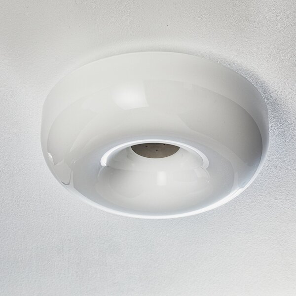 Foscarini Circus piccola plafonieră din sticlă, Ø 32cm, reglabil, Alb, Camera de zi / sufragerie, Sticlă, Design