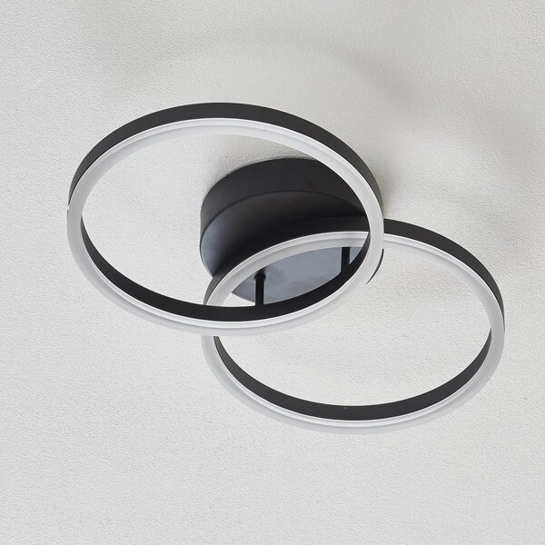 Fabas Luce Plafonieră LED Giotto, 2 becuri, negru, reglabil, Negru, Camera de zi / sufragerie, Metal, Modern