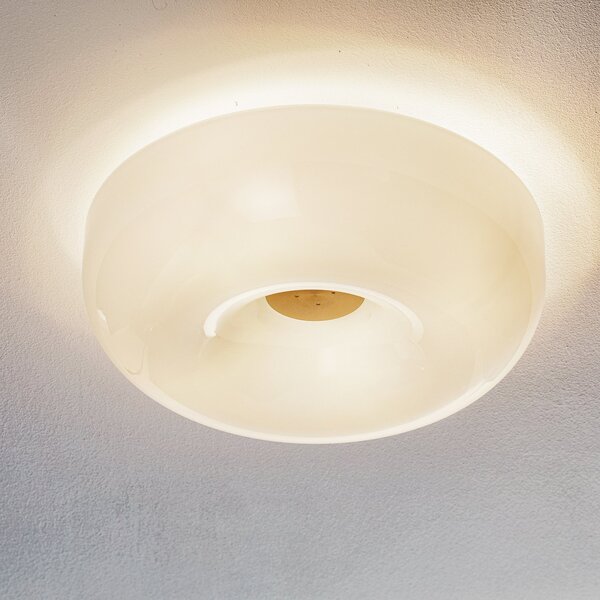 Foscarini Circus piccola plafonieră din sticlă, Ø 32cm, reglabil, Alb, Camera de zi / sufragerie, Sticlă, Design