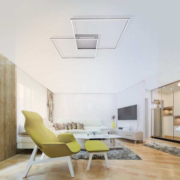 Q-Smart-Home Paul Neuhaus Q-INIGO plafonieră LED, 68cm, reglabil, Gri, Camera de zi / sufragerie, Metal, Modern, Plafon cu flacără multiplă