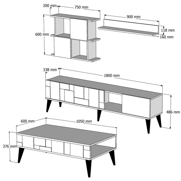 Set mobilier living Madryt (nuc + Antracit). 1072505