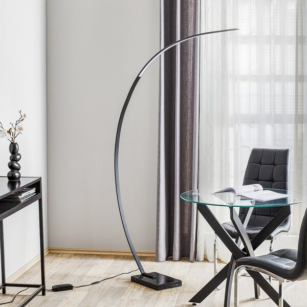 Trio Lighting Lampă de podea arc LED Bangkok, negru mat, reglabil, Negru, Camera de zi / sufragerie, Metal, Modern