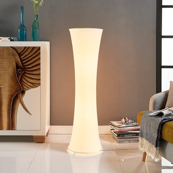 Lindby lampadar Liana, înălțime 123 cm, alb, textil, Alb, Camera de zi / sufragerie, Țesătură / Textil, Modern