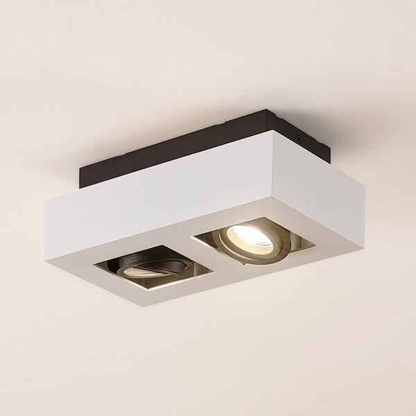 Arcchio Spot Vince, 25 cm, 2 becuri, alb/negru, GU10, reglabil, Alb, Hol, Aluminiu, Modern