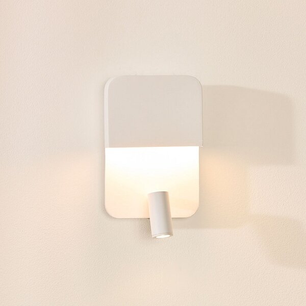 Lucide Aplică de perete Boxer LED cu spot, alb, Alb, Camera de zi / sufragerie, Metal, Modern, Spot de perete