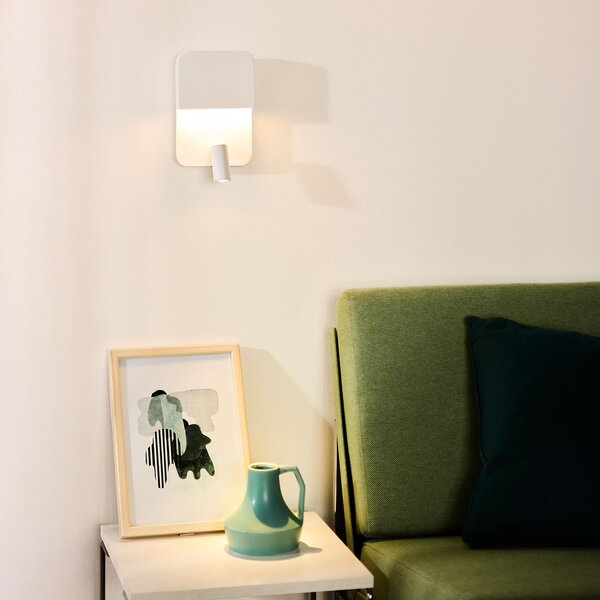 Lucide Aplică de perete Boxer LED cu spot, alb, Alb, Camera de zi / sufragerie, Metal, Modern, Spot de perete